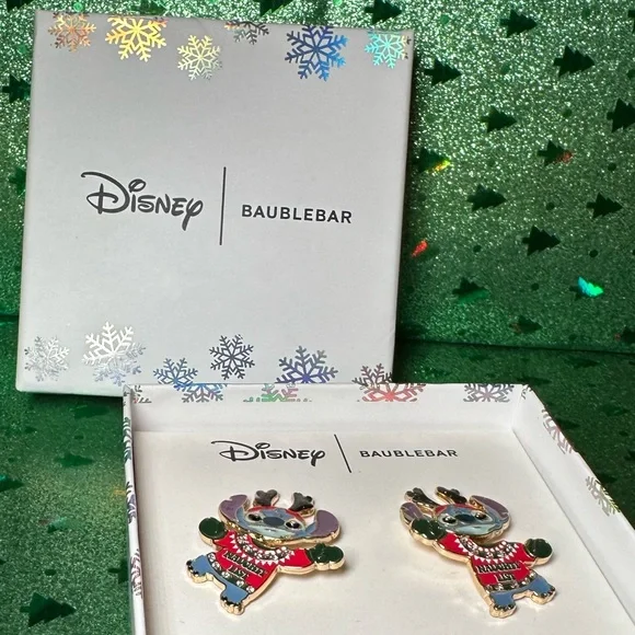 BaubleBar x Disney Stitch Naughty List Sweater Reindeer Antlers post earrings - Picture 3 of 11